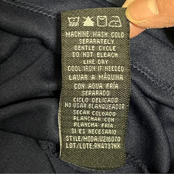 RN Studio by Ronni Nicole Navy Polka Dot Chiffon Dress Size 14 - Picture 10 of 12